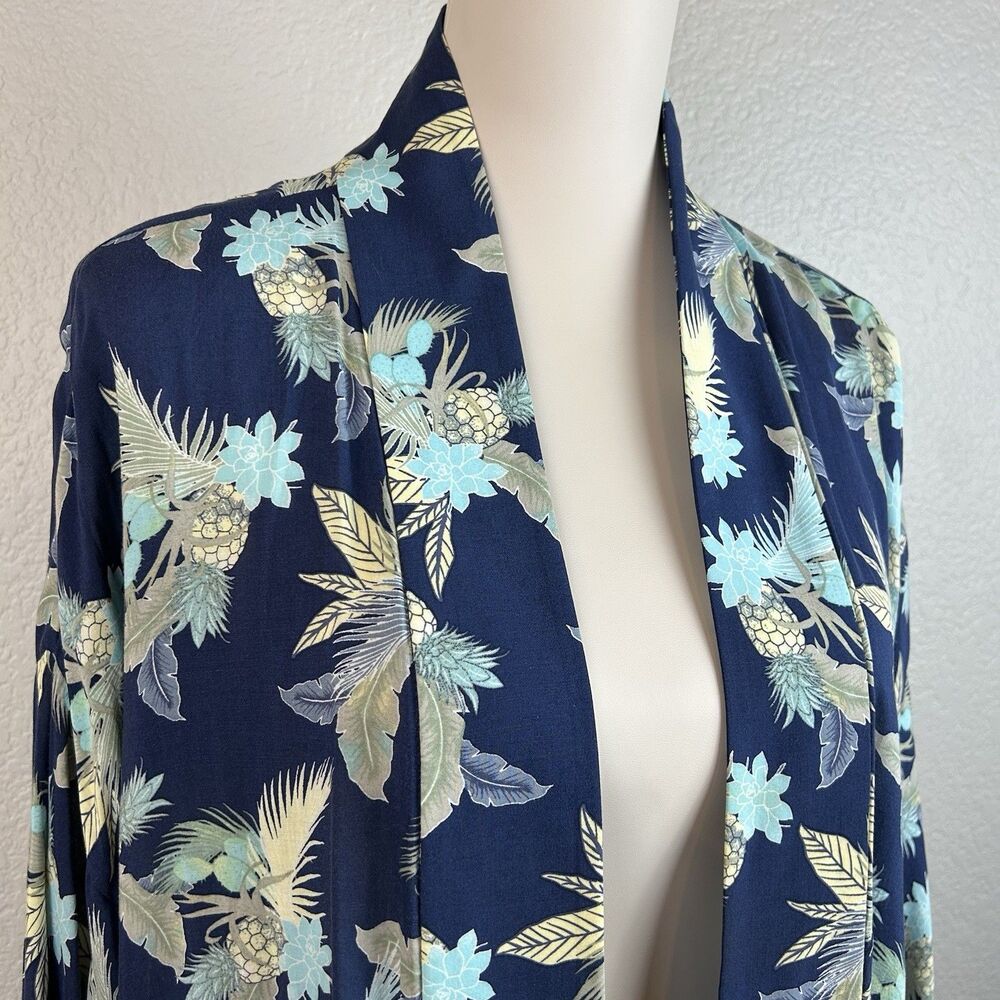 Gap Women's Floral Kimono Cardigan Navy Open Front Lightweight Boho Size XL - Picture 2 of 8